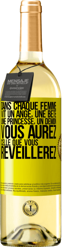 29,95 € | Vin blanc Édition WHITE Dans chaque femme vit un ange, une bête ,une princesse, un démon. Vous aurez celle que vous réveillerez. Étiquette Jaune. Étiquette personnalisable Vin jeune Récolte 2025 Verdejo