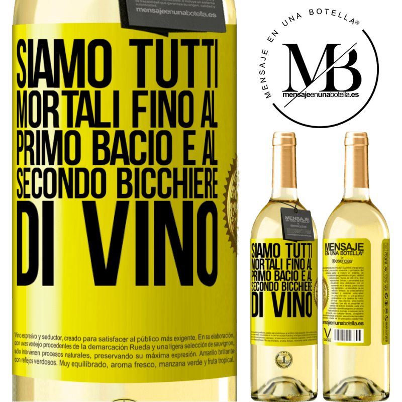 29,95 € Spedizione Gratuita | Vino bianco Edizione WHITE Siamo tutti mortali fino al primo bacio e al secondo bicchiere di vino Etichetta Gialla. Etichetta personalizzabile Vino giovane Raccogliere 2025 Verdejo