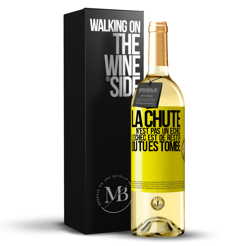 29,95 € Envoi gratuit | Vin blanc Édition WHITE La chute n'est pas un échec. L'échec est de rester où tu es tombé Étiquette Jaune. Étiquette personnalisable Vin jeune Récolte 2024 Verdejo