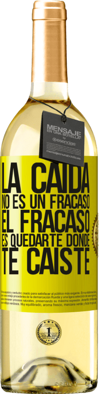 29,95 € Envío gratis | Vino Blanco Edición WHITE La caída no es un fracaso. El fracaso es quedarte donde te caíste Etiqueta Amarilla. Etiqueta personalizable Vino joven Cosecha 2023 Verdejo