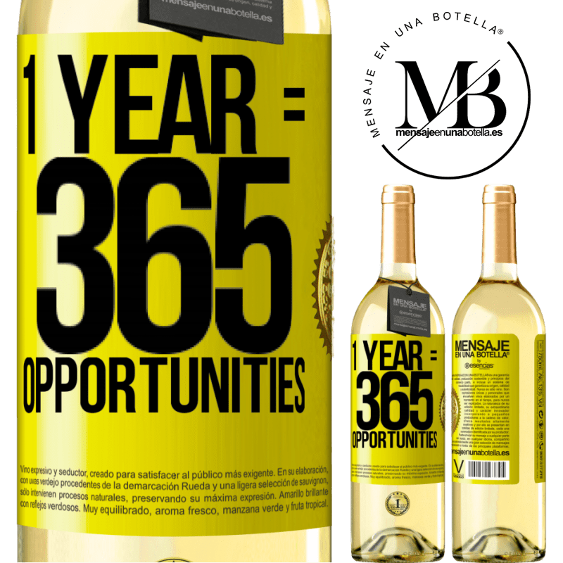 29,95 € Free Shipping | White Wine WHITE Edition 1 year 365 opportunities Yellow Label. Customizable label Young wine Harvest 2022 Verdejo