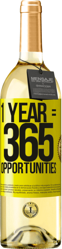 29,95 € | Vino Blanco Edición WHITE 1 year 365 opportunities Etiqueta Amarilla. Etiqueta personalizable Vino joven Cosecha 2023 Verdejo