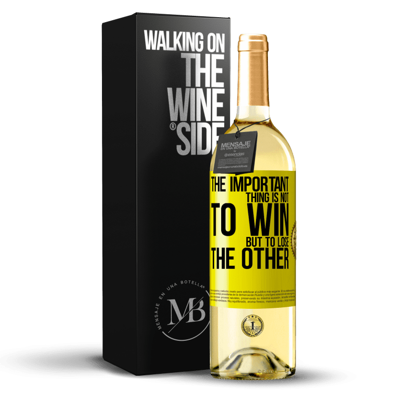 29,95 € Free Shipping | White Wine WHITE Edition The important thing is not to win, but to lose the other Yellow Label. Customizable label Young wine Harvest 2024 Verdejo