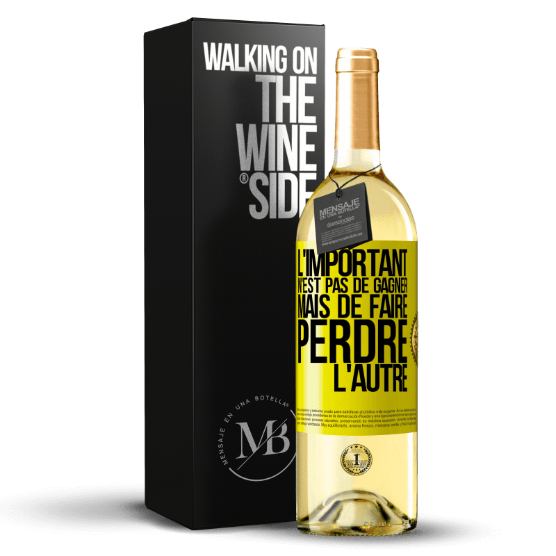 29,95 € Envoi gratuit | Vin blanc Édition WHITE L'important n'est pas de gagner mais de faire perdre l'autre Étiquette Jaune. Étiquette personnalisable Vin jeune Récolte 2023 Verdejo