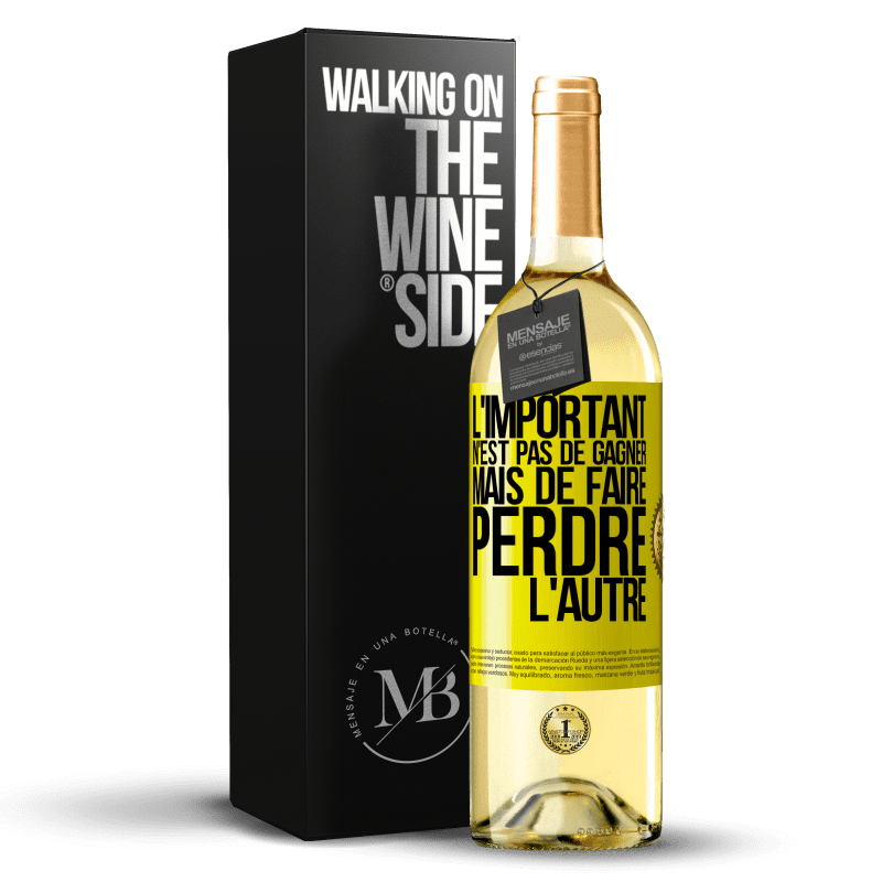 29,95 € Envoi gratuit | Vin blanc Édition WHITE L'important n'est pas de gagner mais de faire perdre l'autre Étiquette Jaune. Étiquette personnalisable Vin jeune Récolte 2024 Verdejo