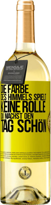 29,95 € | Weißwein WHITE Ausgabe Die Farbe des Himmels spielt keine Rolle. Du machst den Tag schön Gelbes Etikett. Anpassbares Etikett Junger Wein Ernte 2023 Verdejo