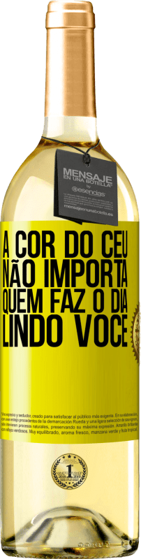 29,95 € | Vinho branco Edição WHITE A cor do céu não importa. Quem faz o dia lindo você Etiqueta Amarela. Etiqueta personalizável Vinho jovem Colheita 2023 Verdejo