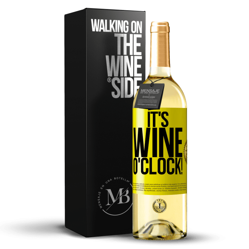 29,95 € Бесплатная доставка | Белое вино Издание WHITE It's wine o'clock! Желтая этикетка. Настраиваемая этикетка Молодое вино Урожай 2023 Verdejo