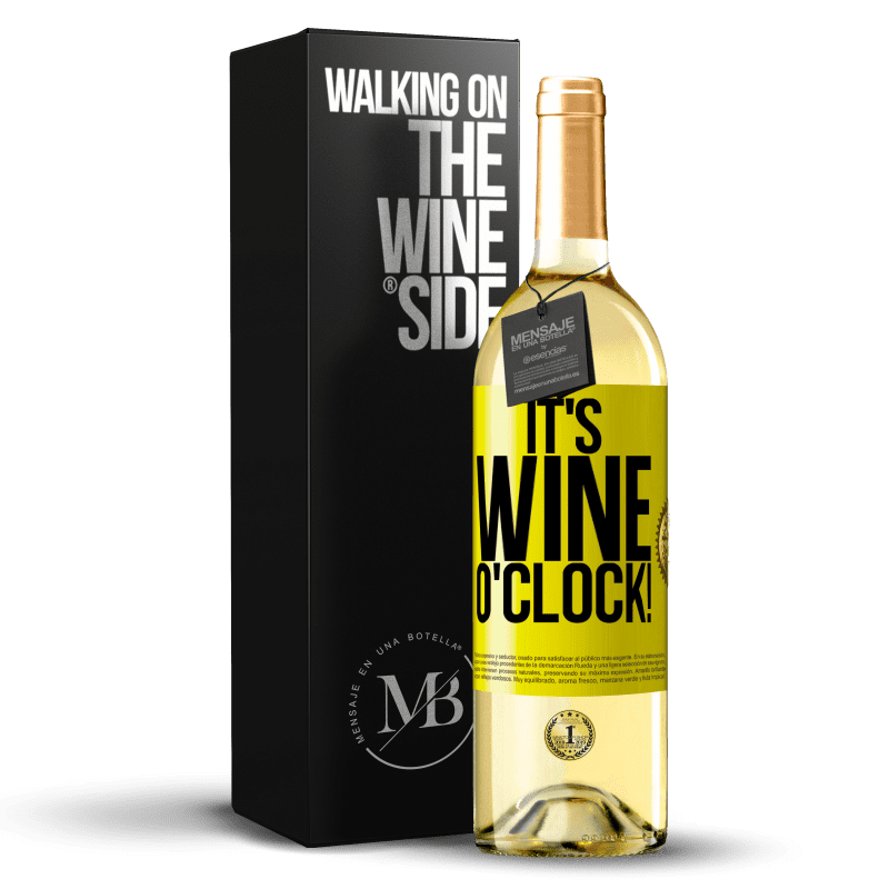 29,95 € Envío gratis | Vino Blanco Edición WHITE It's wine o'clock! Etiqueta Amarilla. Etiqueta personalizable Vino joven Cosecha 2024 Verdejo