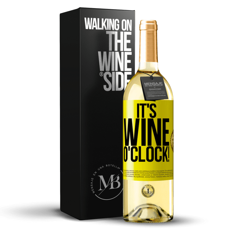29,95 € Kostenloser Versand | Weißwein WHITE Ausgabe It's wine o'clock! Gelbes Etikett. Anpassbares Etikett Junger Wein Ernte 2023 Verdejo