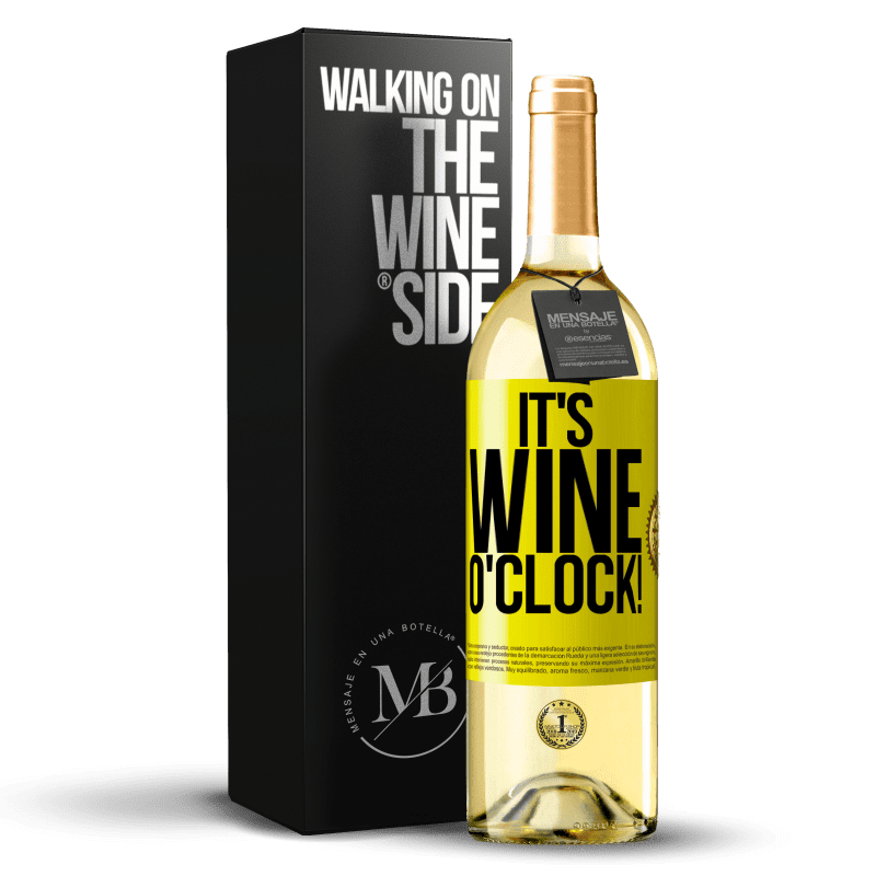 29,95 € Kostenloser Versand | Weißwein WHITE Ausgabe It's wine o'clock! Gelbes Etikett. Anpassbares Etikett Junger Wein Ernte 2024 Verdejo