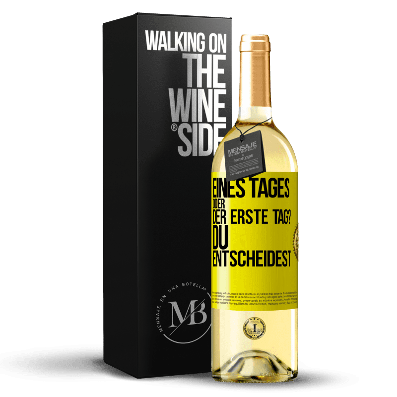 29,95 € Kostenloser Versand | Weißwein WHITE Ausgabe Eines Tages oder der erste Tag? Du entscheidest Gelbes Etikett. Anpassbares Etikett Junger Wein Ernte 2024 Verdejo