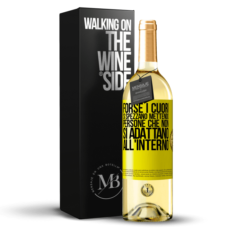 29,95 € Spedizione Gratuita | Vino bianco Edizione WHITE Forse i cuori si spezzano mettendo persone che non si adattano all'interno Etichetta Gialla. Etichetta personalizzabile Vino giovane Raccogliere 2025 Verdejo