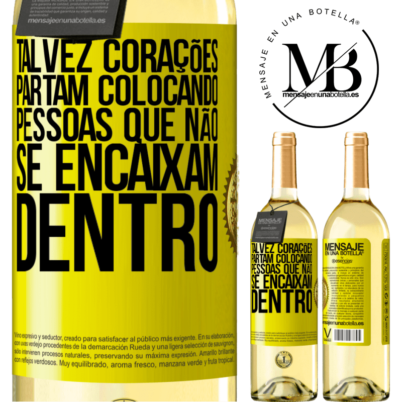 29,95 € Envio grátis | Vinho branco Edição WHITE Talvez corações partam colocando pessoas que não se encaixam dentro Etiqueta Amarela. Etiqueta personalizável Vinho jovem Colheita 2024 Verdejo