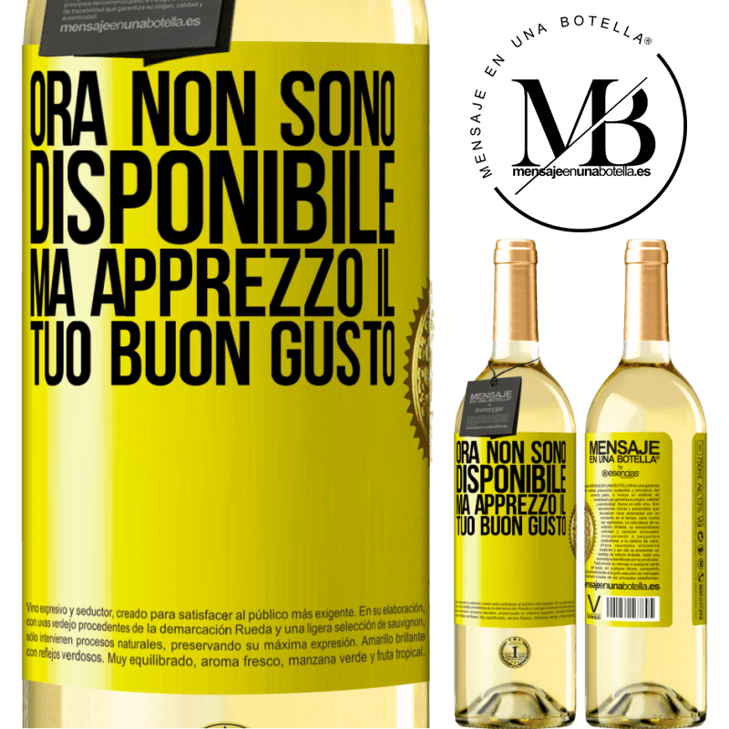 29,95 € Spedizione Gratuita | Vino bianco Edizione WHITE Ora non sono disponibile, ma apprezzo il tuo buon gusto Etichetta Gialla. Etichetta personalizzabile Vino giovane Raccogliere 2024 Verdejo