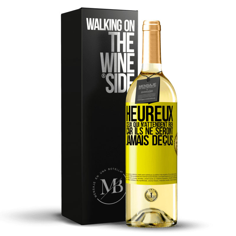 29,95 € Envoi gratuit | Vin blanc Édition WHITE Heureux ceux qui n'attendent rien, car ils ne seront jamais déçus Étiquette Jaune. Étiquette personnalisable Vin jeune Récolte 2025 Verdejo