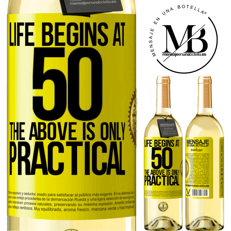 29,95 € Free Shipping | White Wine WHITE Edition Life begins at 50, the above is only practical Yellow Label. Customizable label Young wine Harvest 2022 Verdejo