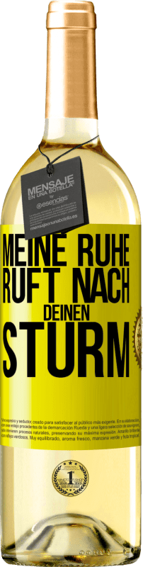 29,95 € | Weißwein WHITE Ausgabe Meine Ruhe ruft nach deinen Sturm Gelbes Etikett. Anpassbares Etikett Junger Wein Ernte 2024 Verdejo