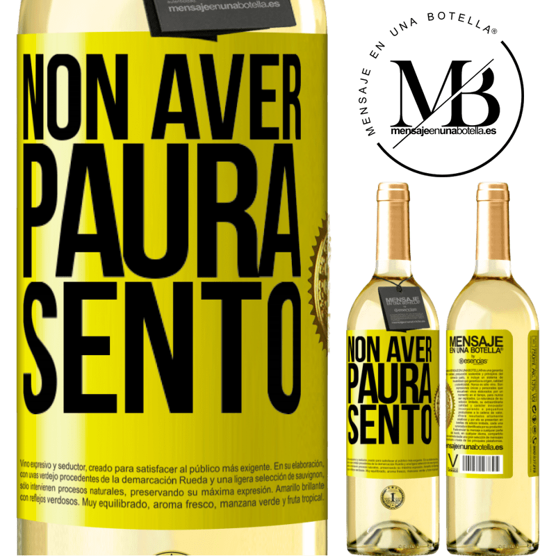 29,95 € Spedizione Gratuita | Vino bianco Edizione WHITE Non aver paura Sento Etichetta Gialla. Etichetta personalizzabile Vino giovane Raccogliere 2024 Verdejo