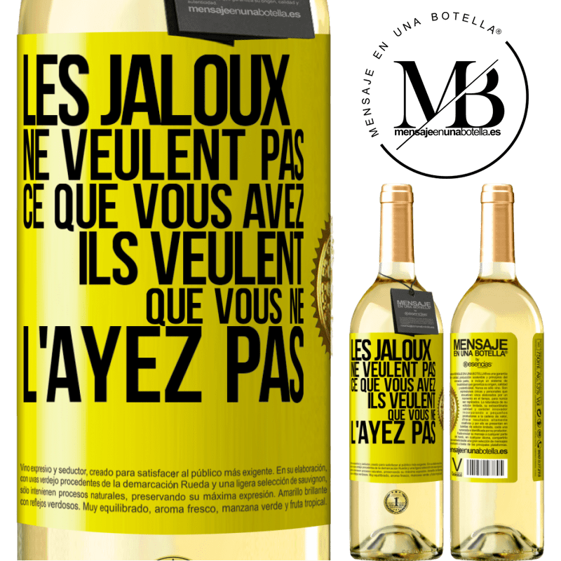 29,95 € Envoi gratuit | Vin blanc Édition WHITE Les jaloux ne veulent pas ce que vous avez. Ils veulent que vous ne l'ayez pas Étiquette Jaune. Étiquette personnalisable Vin jeune Récolte 2023 Verdejo