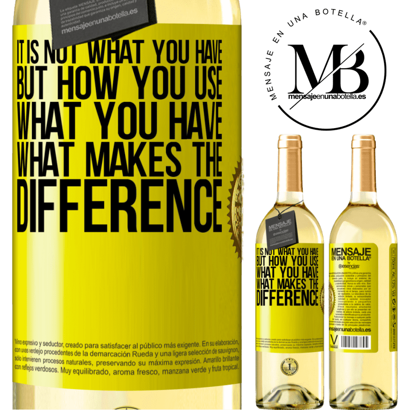 29,95 € Free Shipping | White Wine WHITE Edition It is not what you have, but how you use what you have, what makes the difference Yellow Label. Customizable label Young wine Harvest 2022 Verdejo