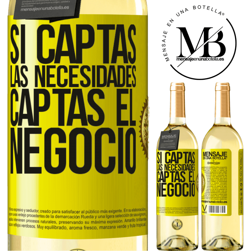 29,95 € Envío gratis | Vino Blanco Edición WHITE Si captas las necesidades, captas el negocio Etiqueta Amarilla. Etiqueta personalizable Vino joven Cosecha 2025 Verdejo