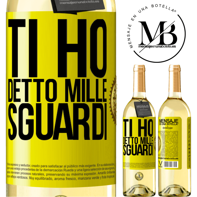 29,95 € Spedizione Gratuita | Vino bianco Edizione WHITE Ti ho detto mille sguardi Etichetta Gialla. Etichetta personalizzabile Vino giovane Raccogliere 2025 Verdejo