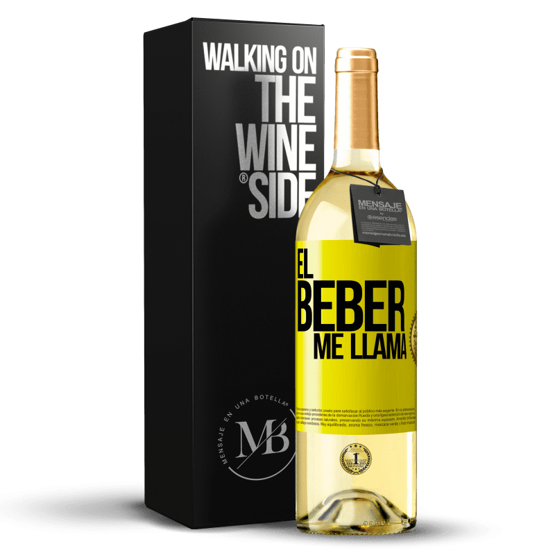 29,95 € Envío gratis | Vino Blanco Edición WHITE ¡El beber me llama! Etiqueta Amarilla. Etiqueta personalizable Vino joven Cosecha 2024 Verdejo