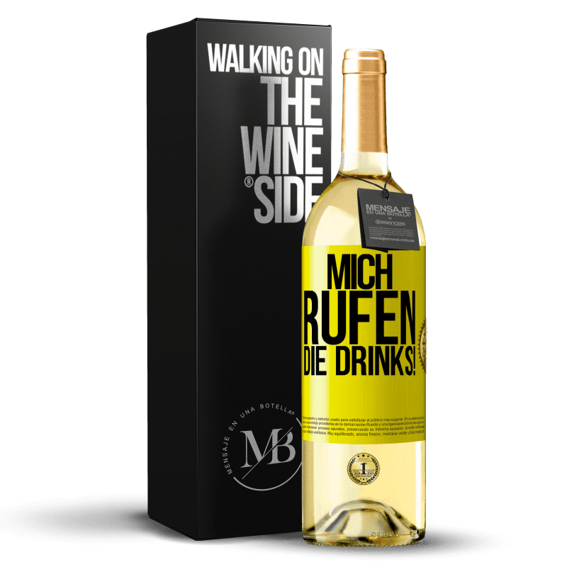 29,95 € Kostenloser Versand | Weißwein WHITE Ausgabe Mich rufen die Drinks! Gelbes Etikett. Anpassbares Etikett Junger Wein Ernte 2023 Verdejo
