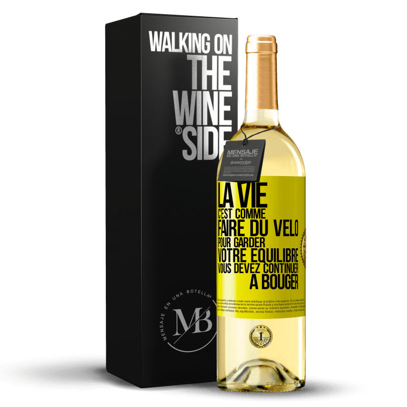 29,95 € Envoi gratuit | Vin blanc Édition WHITE La vie c'est comme faire du vélo. Pour garder votre équilibre vous devez continuer à bouger Étiquette Jaune. Étiquette personnalisable Vin jeune Récolte 2024 Verdejo