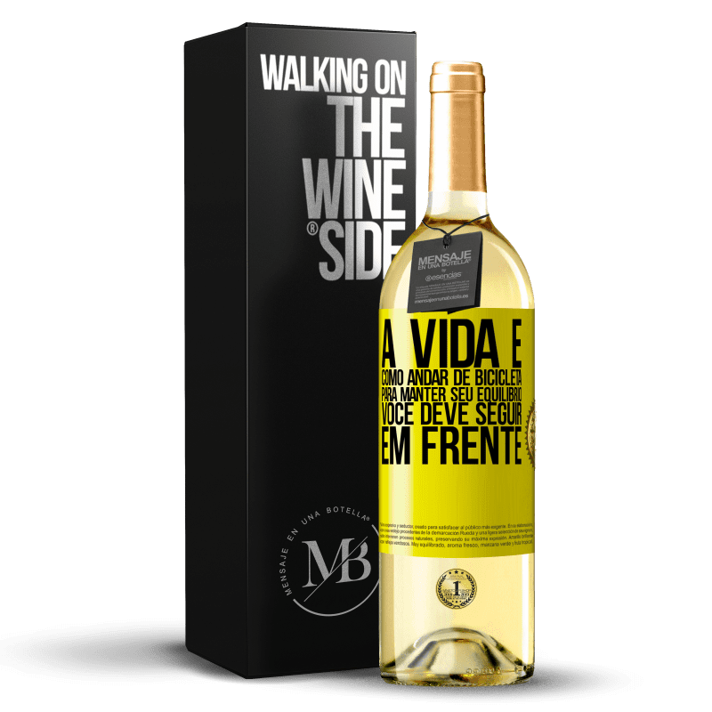 29,95 € Envio grátis | Vinho branco Edição WHITE A vida é como andar de bicicleta. Para manter seu equilíbrio, você deve seguir em frente Etiqueta Amarela. Etiqueta personalizável Vinho jovem Colheita 2024 Verdejo