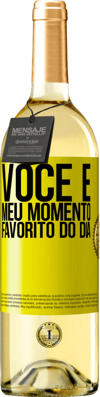 Envio grátis | Vinho branco Edição WHITE Você é meu momento favorito do dia Etiqueta Amarela. Etiqueta personalizável Vinho jovem Colheita 2023 Verdejo