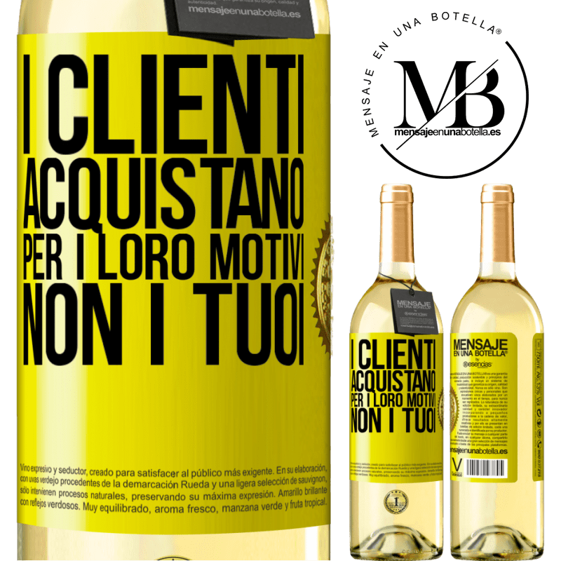 29,95 € Spedizione Gratuita | Vino bianco Edizione WHITE I clienti acquistano per i loro motivi, non i tuoi Etichetta Gialla. Etichetta personalizzabile Vino giovane Raccogliere 2023 Verdejo