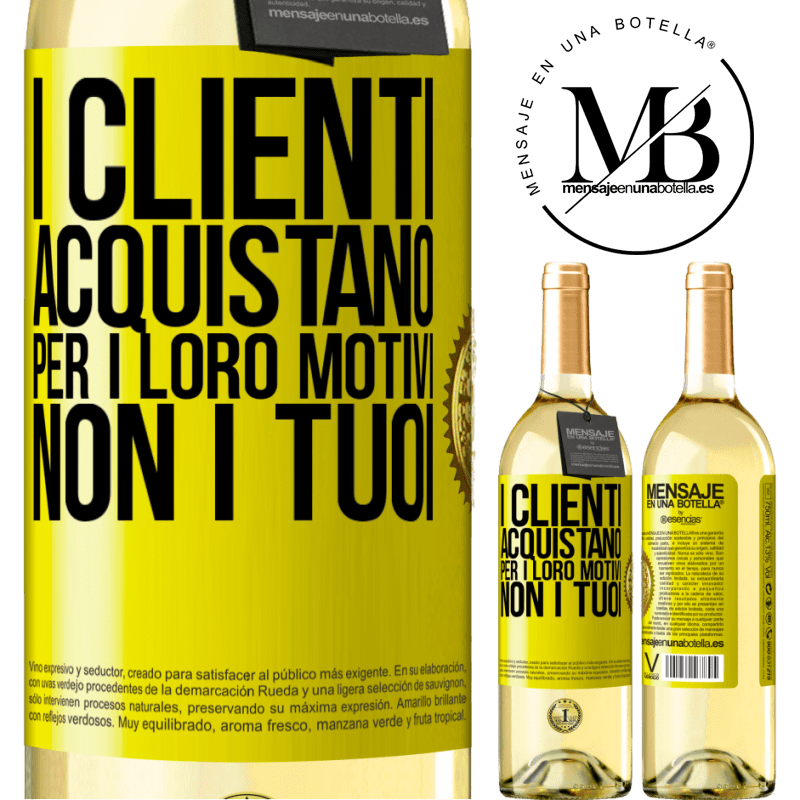 29,95 € Spedizione Gratuita | Vino bianco Edizione WHITE I clienti acquistano per i loro motivi, non i tuoi Etichetta Gialla. Etichetta personalizzabile Vino giovane Raccogliere 2025 Verdejo