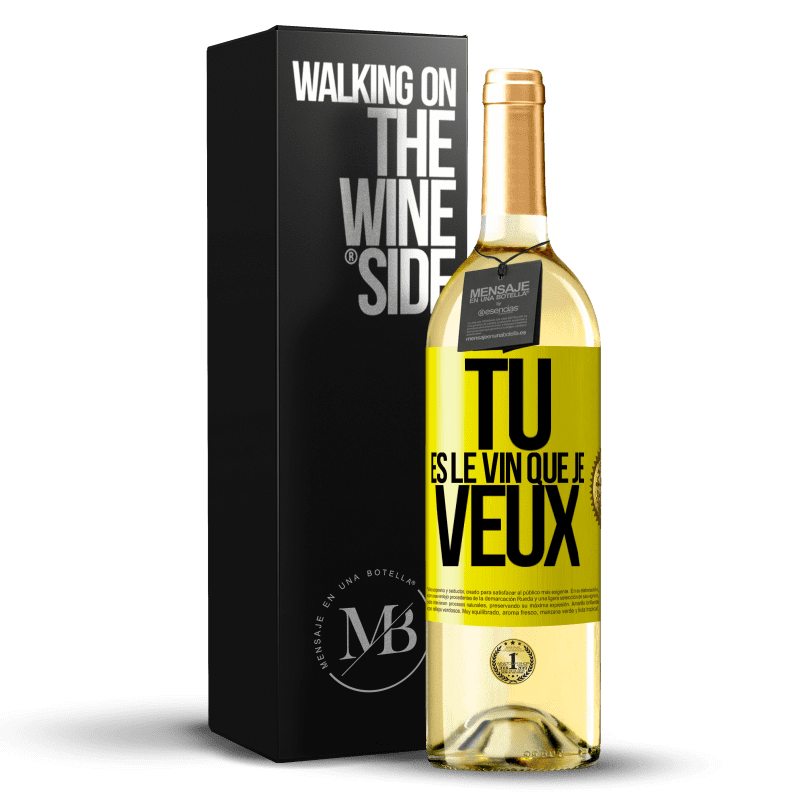 29,95 € Envoi gratuit | Vin blanc Édition WHITE Tu es le vin que je veux Étiquette Jaune. Étiquette personnalisable Vin jeune Récolte 2024 Verdejo