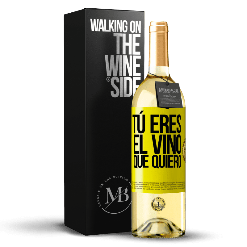 29,95 € Envío gratis | Vino Blanco Edición WHITE Tú eres el vino que quiero Etiqueta Amarilla. Etiqueta personalizable Vino joven Cosecha 2024 Verdejo