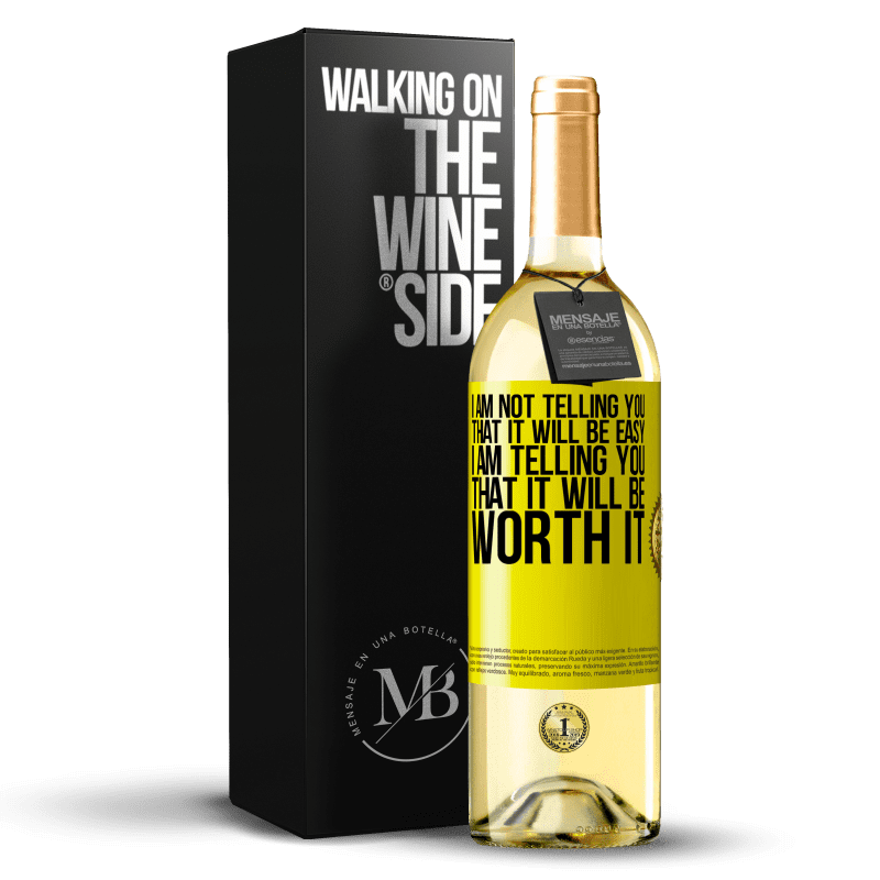 29,95 € 送料無料 | 白ワイン WHITEエディション 簡単だと言っているのではなく、それだけの価値があると言っている 黄色のラベル. カスタマイズ可能なラベル 若いワイン 収穫 2023 Verdejo