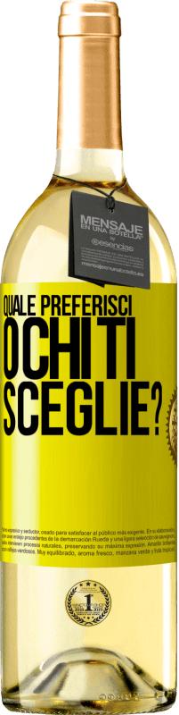 29,95 € Spedizione Gratuita | Vino bianco Edizione WHITE quale preferisci o chi ti sceglie? Etichetta Gialla. Etichetta personalizzabile Vino giovane Raccogliere 2024 Verdejo