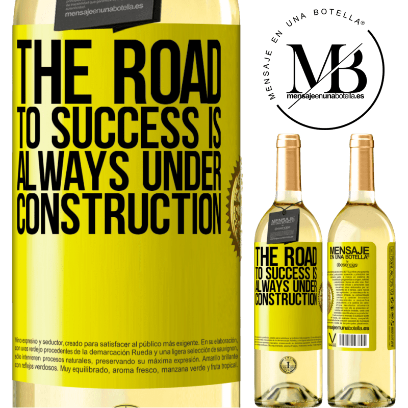 29,95 € Free Shipping | White Wine WHITE Edition The road to success is always under construction Yellow Label. Customizable label Young wine Harvest 2022 Verdejo