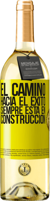 Envío gratis | Vino Blanco Edición WHITE El camino hacia el éxito siempre está en construcción Etiqueta Amarilla. Etiqueta personalizable Vino joven Cosecha 2023 Verdejo