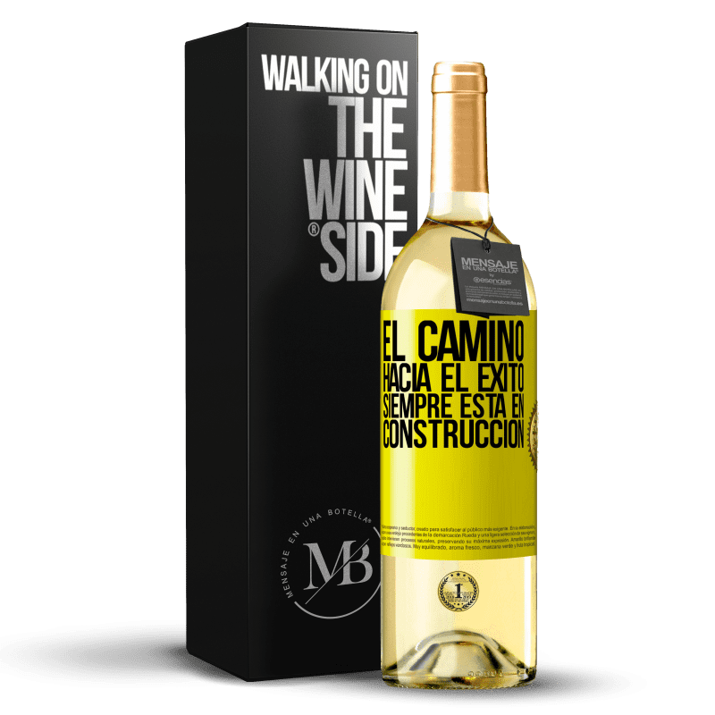 29,95 € Envío gratis | Vino Blanco Edición WHITE El camino hacia el éxito siempre está en construcción Etiqueta Amarilla. Etiqueta personalizable Vino joven Cosecha 2023 Verdejo