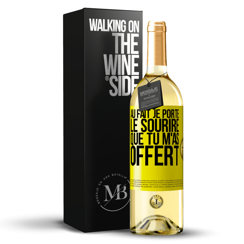 29,95 € Envoi gratuit | Vin blanc Édition WHITE Au fait, je porte le sourire que tu m'as offert Étiquette Jaune. Étiquette personnalisable Vin jeune Récolte 2024 Verdejo