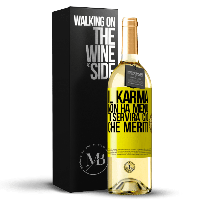 29,95 € Spedizione Gratuita | Vino bianco Edizione WHITE Il karma non ha menu. Ti servirà ciò che meriti Etichetta Gialla. Etichetta personalizzabile Vino giovane Raccogliere 2024 Verdejo