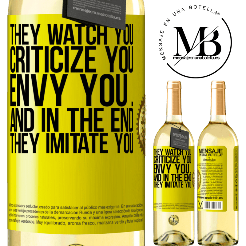 29,95 € Free Shipping | White Wine WHITE Edition They watch you, criticize you, envy you ... and in the end, they imitate you Yellow Label. Customizable label Young wine Harvest 2024 Verdejo