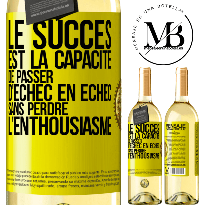 29,95 € Envoi gratuit | Vin blanc Édition WHITE Le succès est la capacité de passer d'échec en échec sans perdre l'enthousiasme Étiquette Jaune. Étiquette personnalisable Vin jeune Récolte 2023 Verdejo