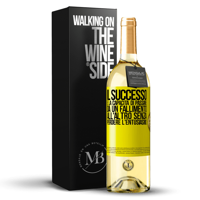 29,95 € Spedizione Gratuita | Vino bianco Edizione WHITE Il successo è la capacità di passare da un fallimento all'altro senza perdere l'entusiasmo Etichetta Gialla. Etichetta personalizzabile Vino giovane Raccogliere 2024 Verdejo