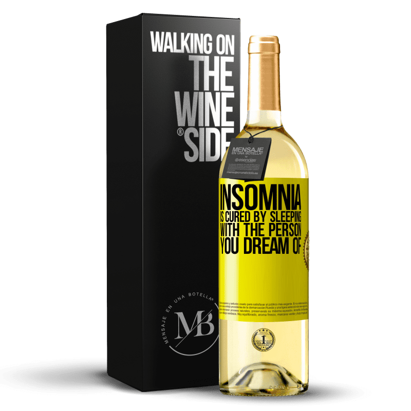 29,95 € 免费送货 | 白葡萄酒 WHITE版 与梦dream以求的人同眠可以治愈失眠 黄色标签. 可自定义的标签 青年酒 收成 2023 Verdejo