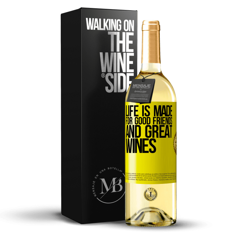 29,95 € Бесплатная доставка | Белое вино Издание WHITE Жизнь создана для хороших друзей и отличных вин Желтая этикетка. Настраиваемая этикетка Молодое вино Урожай 2023 Verdejo