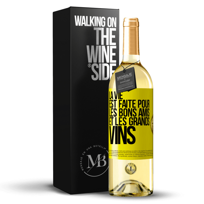 29,95 € Envoi gratuit | Vin blanc Édition WHITE La vie est faite pour les bons amis et les grands vins Étiquette Jaune. Étiquette personnalisable Vin jeune Récolte 2023 Verdejo