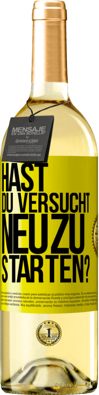 29,95 € | Weißwein WHITE Ausgabe Hast du versucht, neu zu starten? Gelbes Etikett. Anpassbares Etikett Junger Wein Ernte 2024 Verdejo